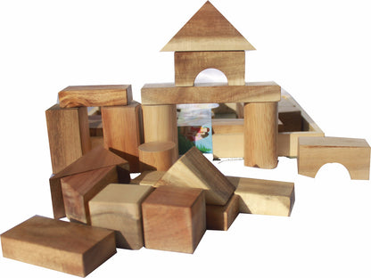 Natural Wood Building Blocks 34pcs Set