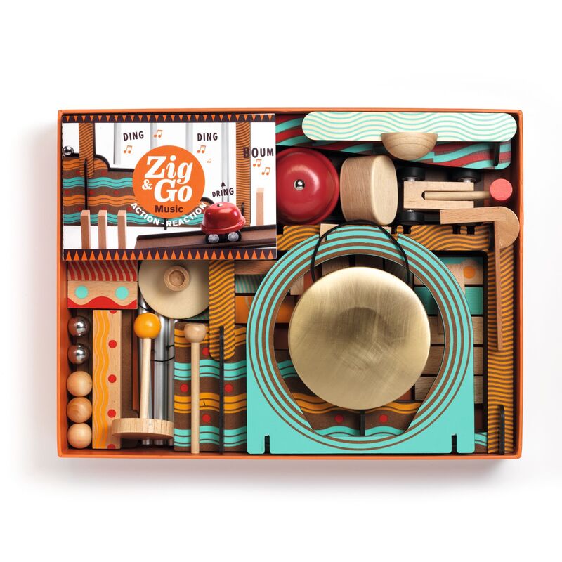 Zig & Go music toy set in a colorful box on a white background
