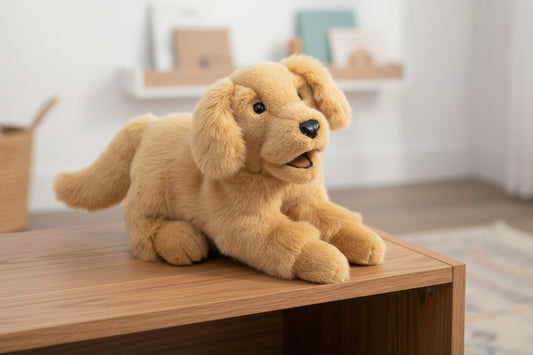 puPlush toy dog on a white backgroundpet 