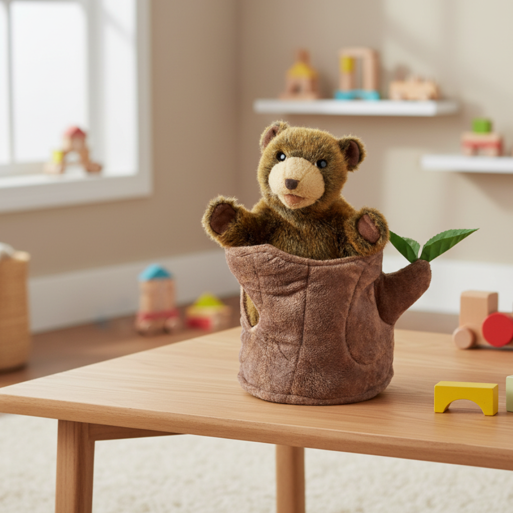 Bear In Tree Stump Puppet