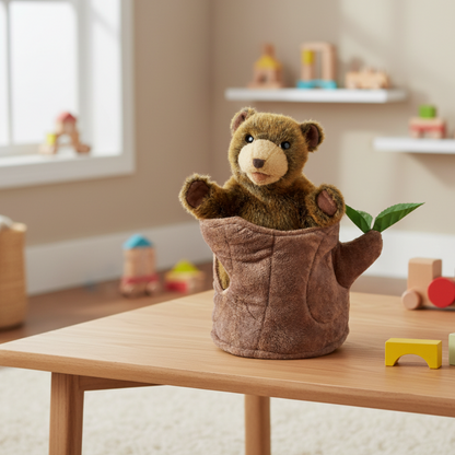 Bear In Tree Stump Puppet