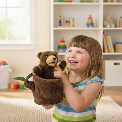 Bear In Tree Stump Puppet