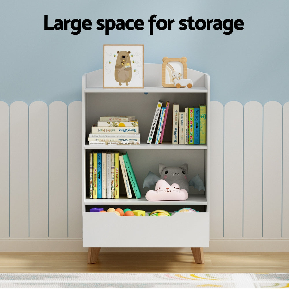 Keezi Kids 3-Tier Bookshelf with Drawer – White