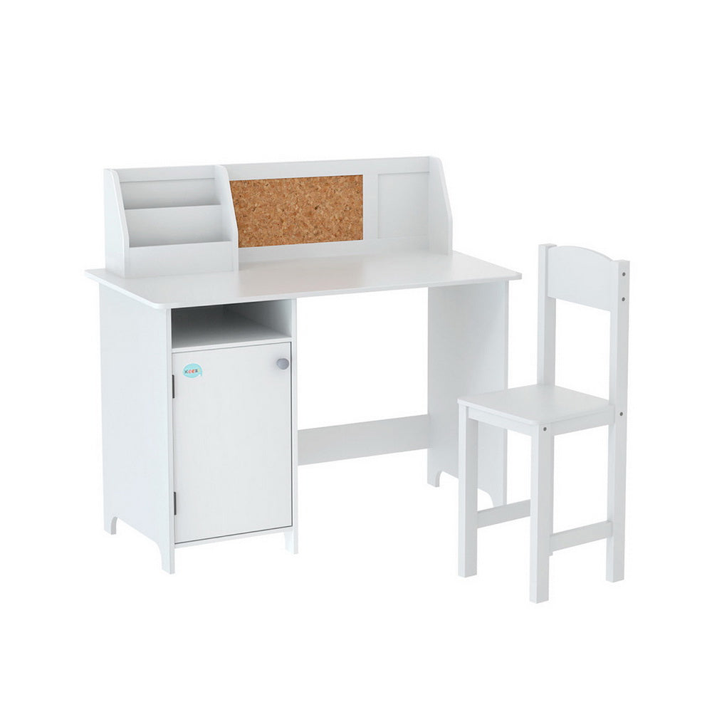 Keezi Kids Study Table and Chair Set with Storage Cabinet
