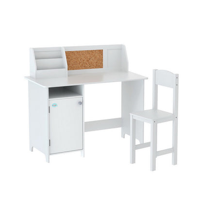 Keezi Kids Study Table and Chair Set with Storage Cabinet