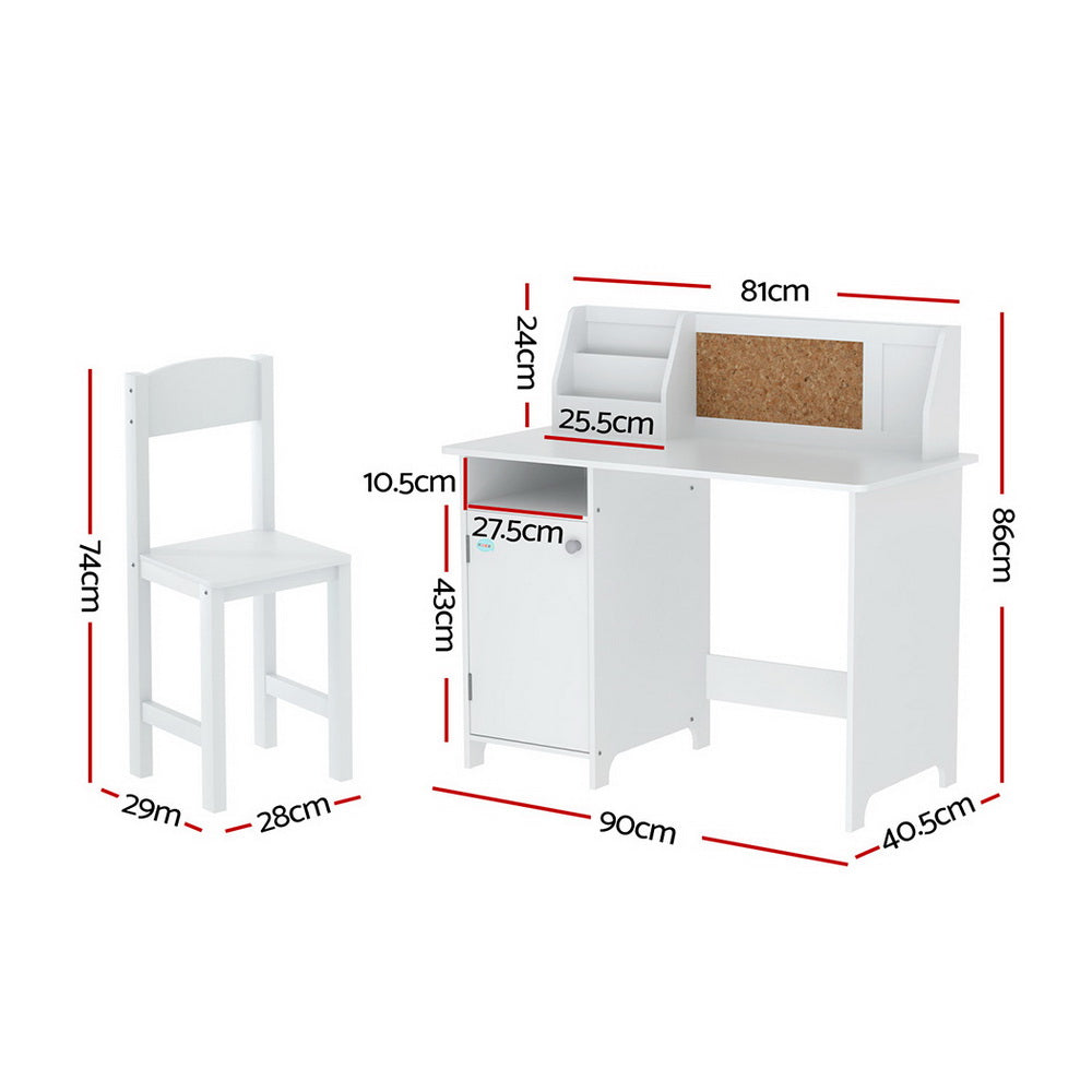 Keezi Kids Study Table and Chair Set with Storage Cabinet