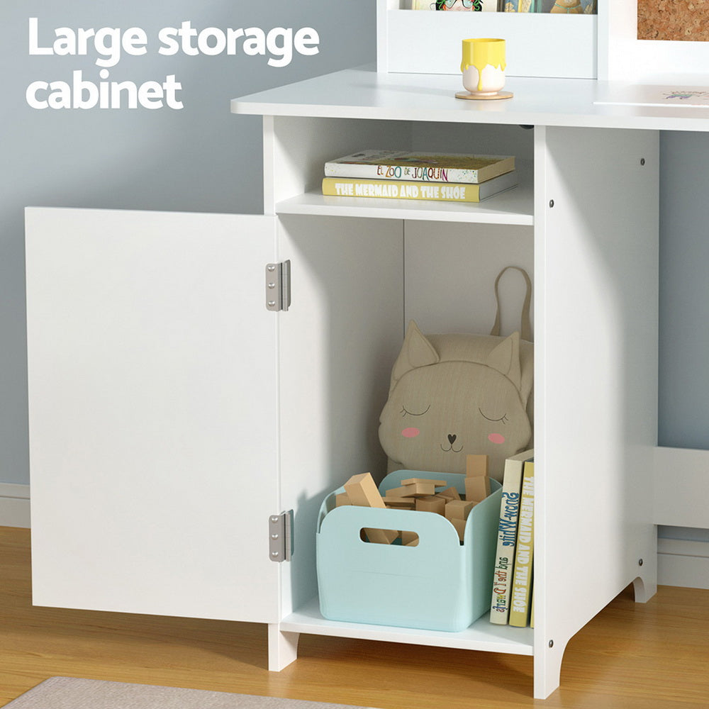 Keezi Kids Study Table and Chair Set with Storage Cabinet