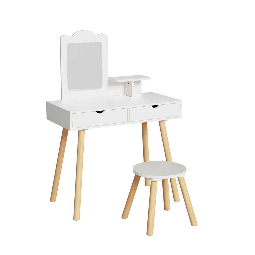Keezi Kids Vanity Dressing Table and Chair Set with Mirror & Drawers