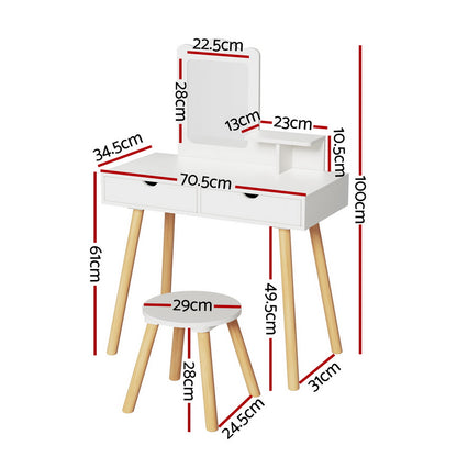 Keezi Kids Vanity Dressing Table and Chair Set with Mirror & Drawers