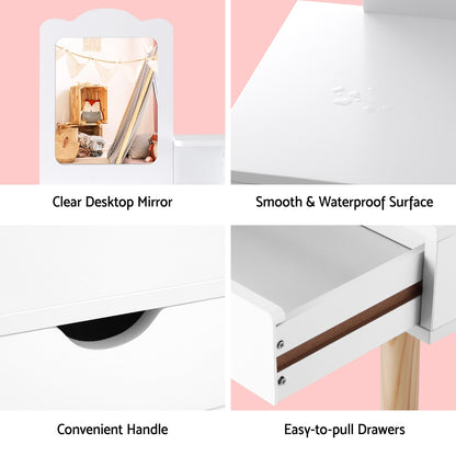 Keezi Kids Vanity Dressing Table and Chair Set with Mirror & Drawers