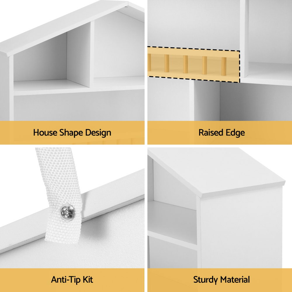 Keezi 4-Tier House Kids Bookshelf – White