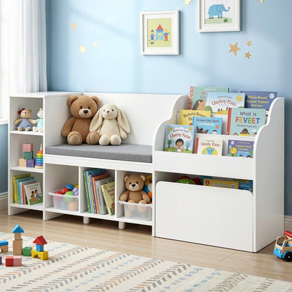 Keezi Kids Bookshelf with Sling Pouches and Storage Drawer