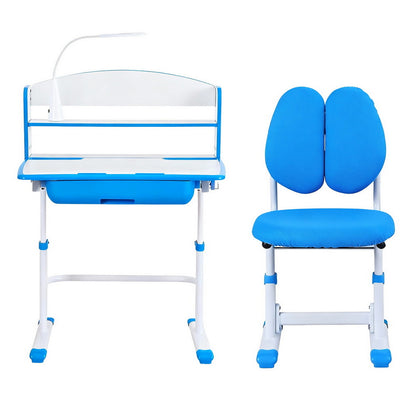 Keezi Adjustable Kids Study Desk and Chair Set with LED Lamp – Blue