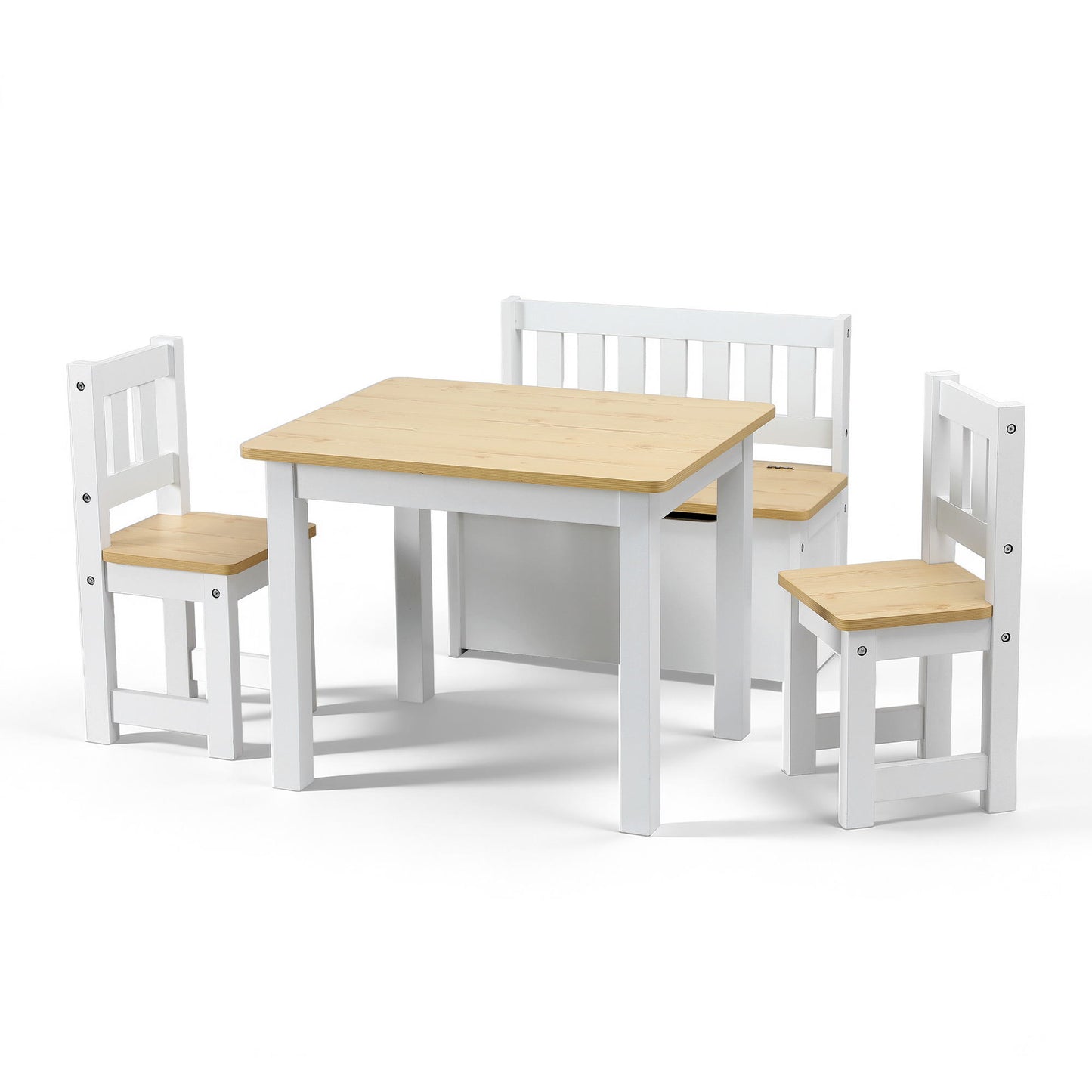 Keezi 2-in-1 Kids Activity Table and Chair Set with Storage Bench – Natural 4 PCS