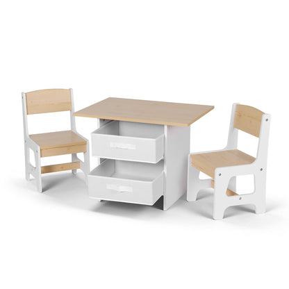 Keezi Kids Activity Table and 2 Chairs Set with Storage Drawers