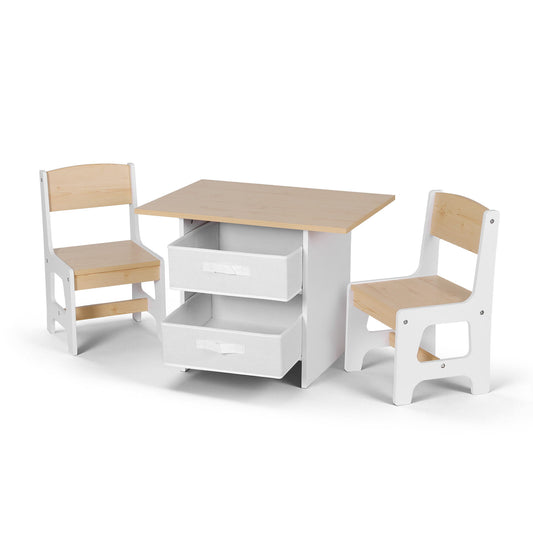 Keezi Kids Activity Table and 2 Chairs Set with Storage Drawers