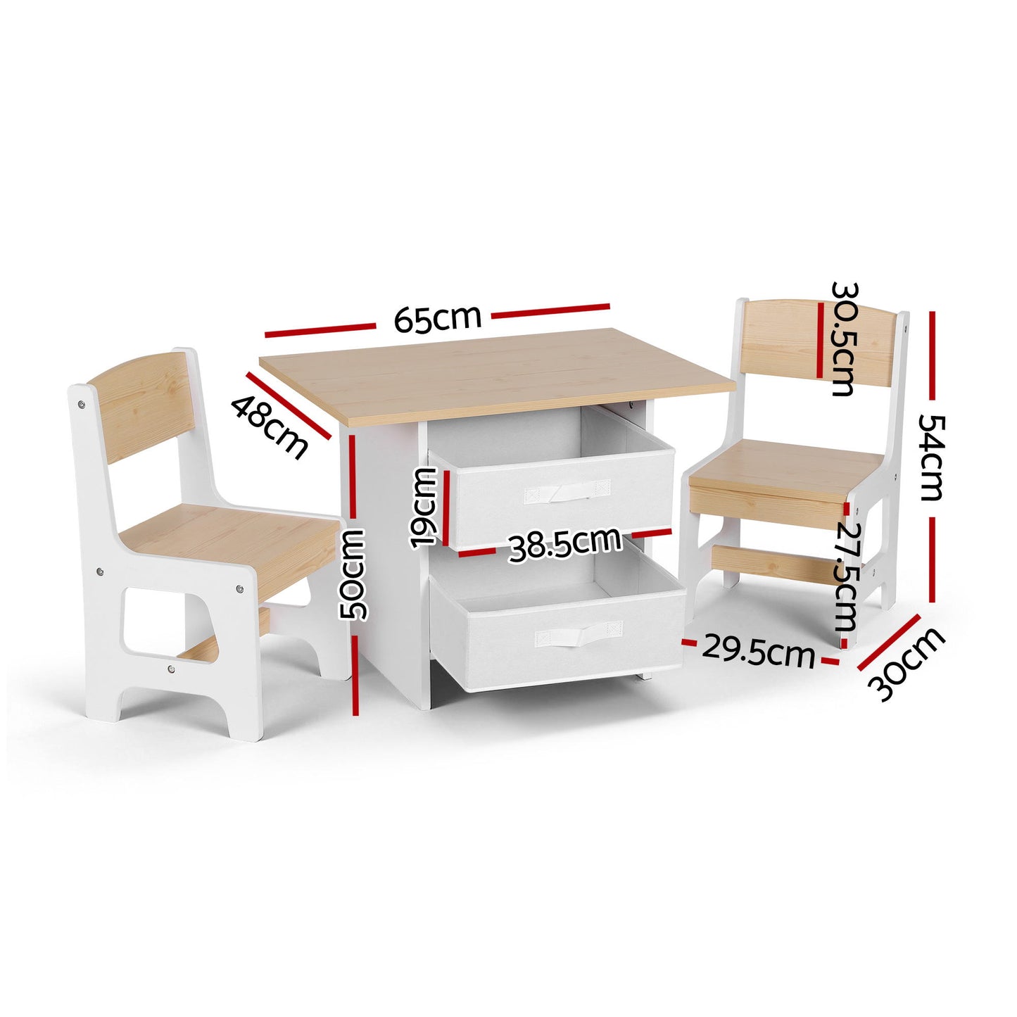Keezi Kids Activity Table and 2 Chairs Set with Storage Drawers