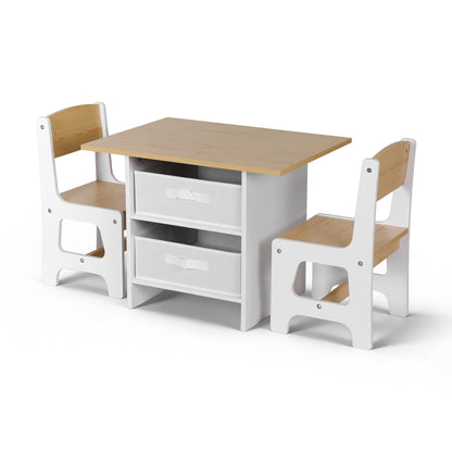 Keezi Kids Activity Table and 2 Chairs Set with Storage Drawers