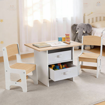 Keezi Kids Activity Table and 2 Chairs Set with Storage Drawers