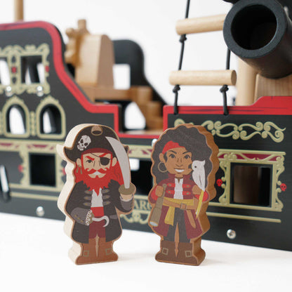 Barborossa Pirate Ship With 2 Wooden Characters