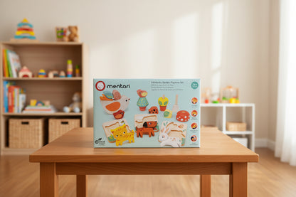 Box of mentari 24 Months Garden Playtime Set on a light blue background