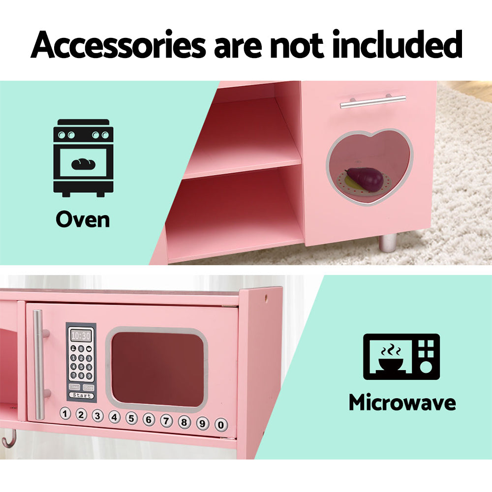 Wooden Kitchen Play Set – Pink Pretend Play Kitchen with Water Dispenser