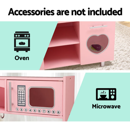 Wooden Kitchen Play Set – Pink Pretend Play Kitchen with Water Dispenser