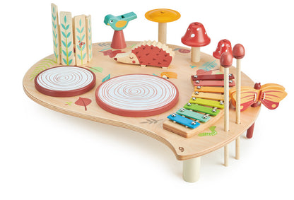 Colorful children's musical instrument set on a white background