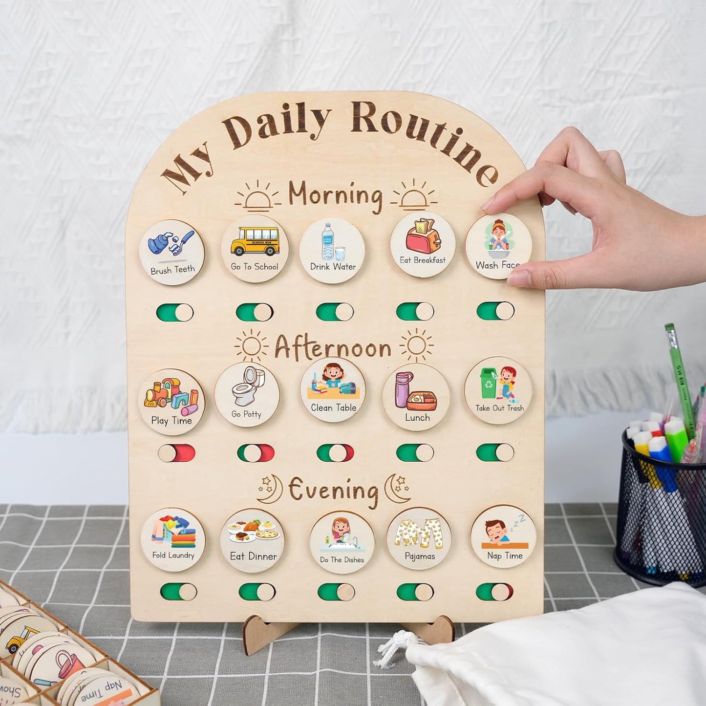 Wooden Daily Routine Chart for Kids