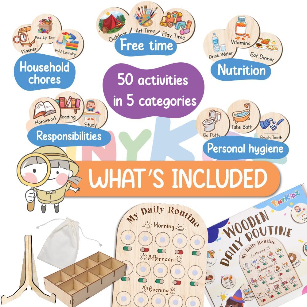 Wooden Daily Routine Chart for Kids