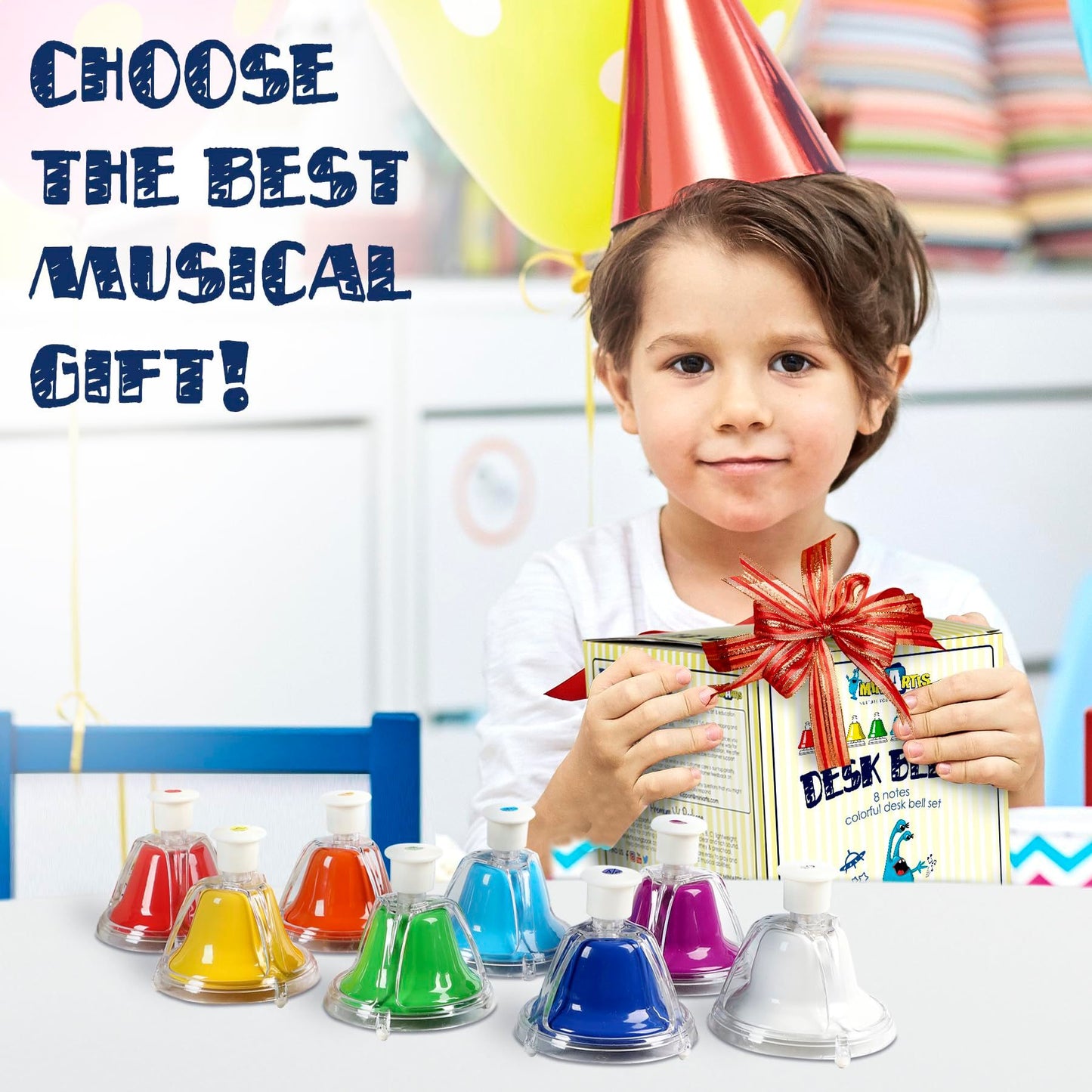 Desk Bells - 8 Notes Colourful Hand Bells Set | My Little Wallaby