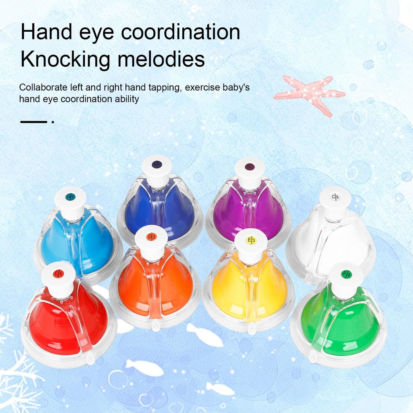 Desk Bells - 8 Notes Colourful Hand Bells Set | My Little Wallaby