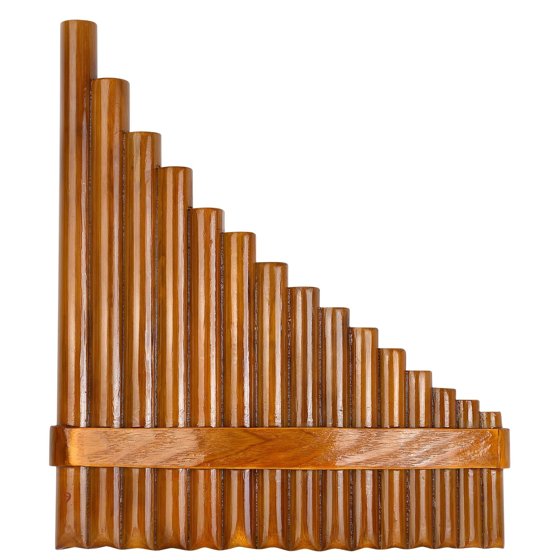 Wooden pan flute on a white background