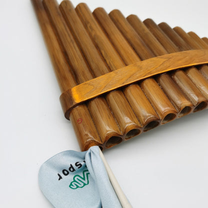 15 Pipes Brown Pan Flute G Key Chinese Traditional Musical Instrument (Right-Hand)