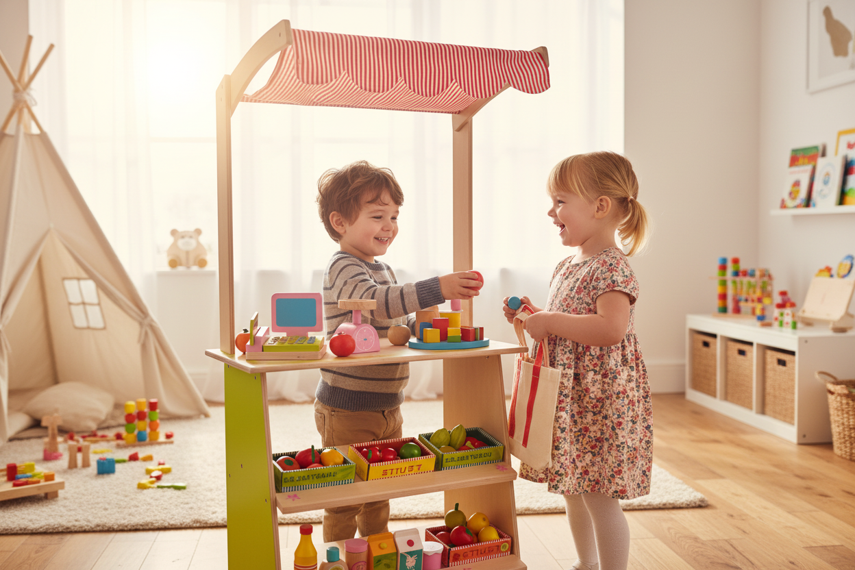Wooden Pretend Play Marketplace Stand | My Little Wallaby