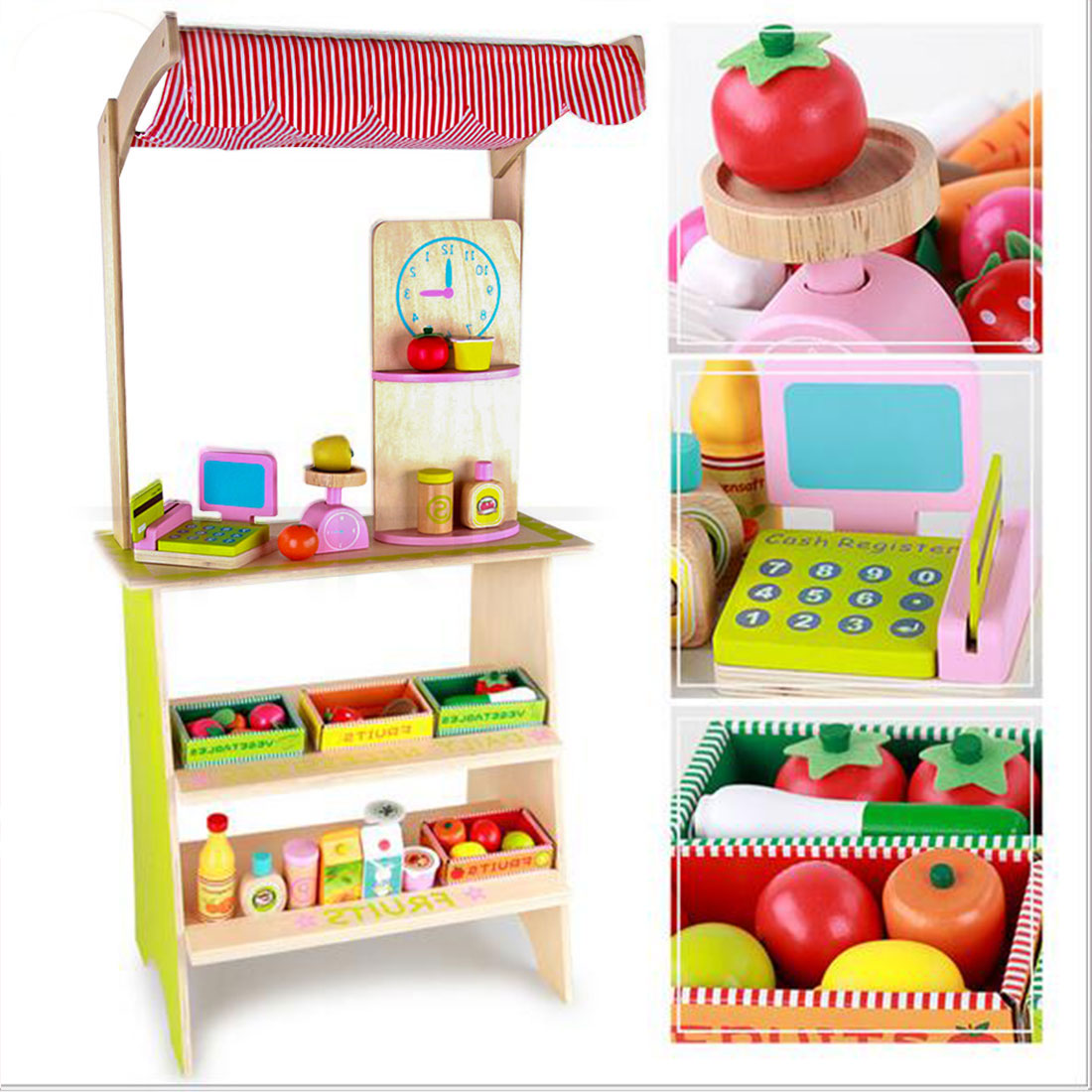 Wooden Pretend Play Marketplace Stand | My Little Wallaby
