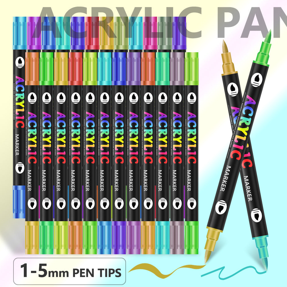 36-Pack Dual-Tip Acrylic Paint Markers - 72 Vibrant Colours Set