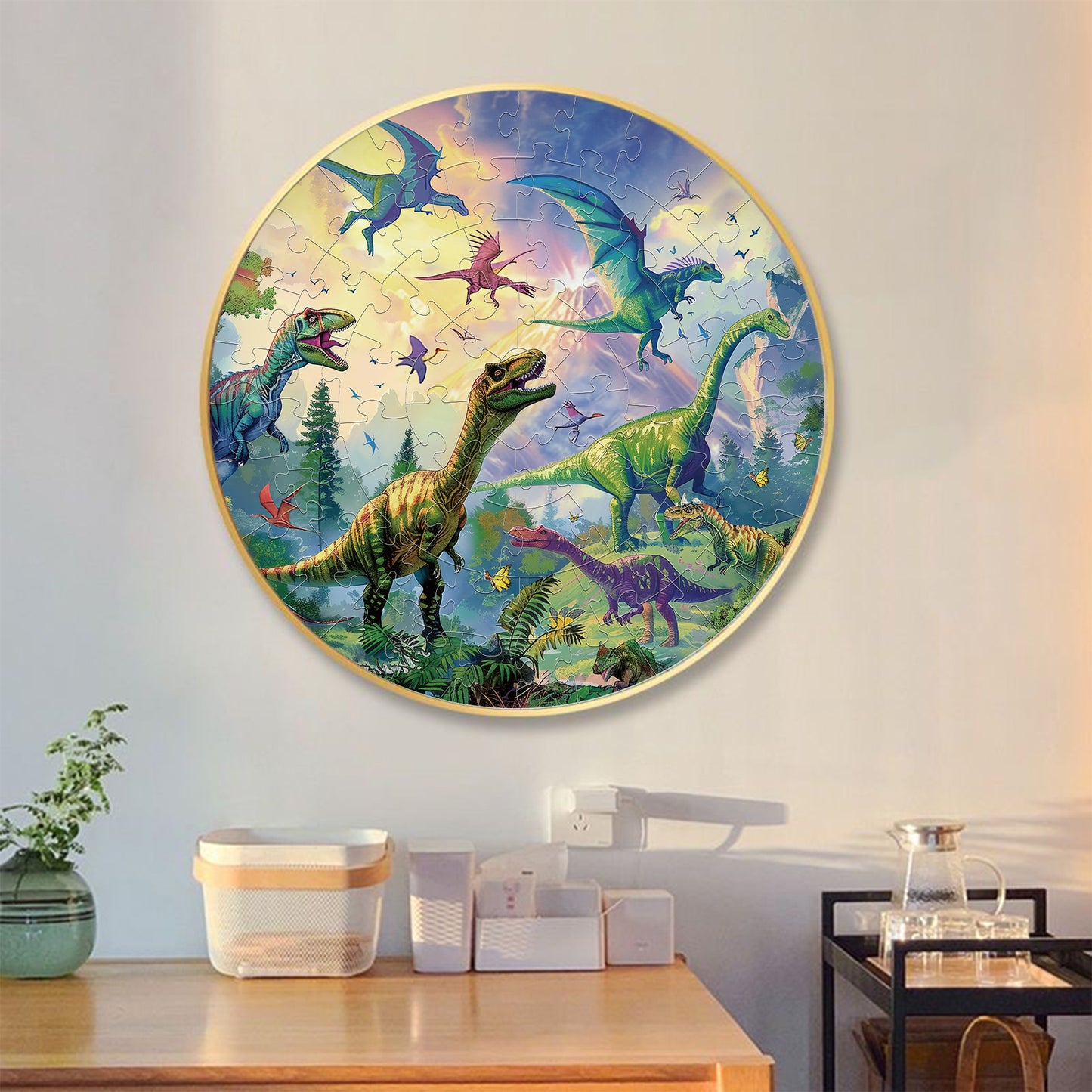 Dinosaur jigsaw puzzle Round Cardboard 70-Pcs